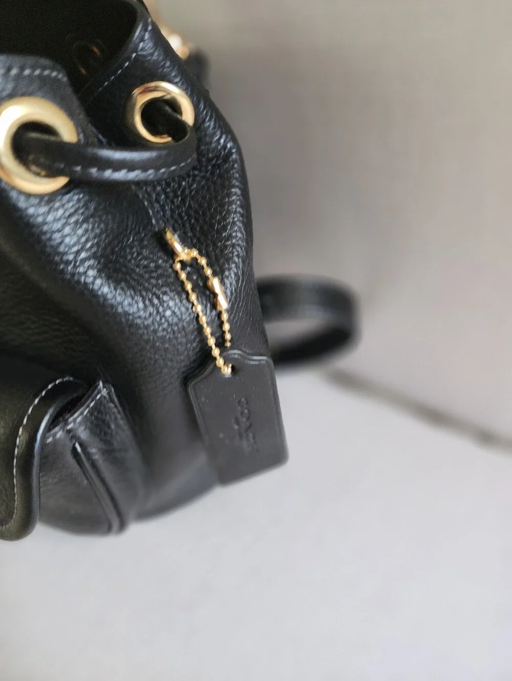 Coach Hadley Black Pebbled Leather Mini Backpack with Gold-Tone Hardware